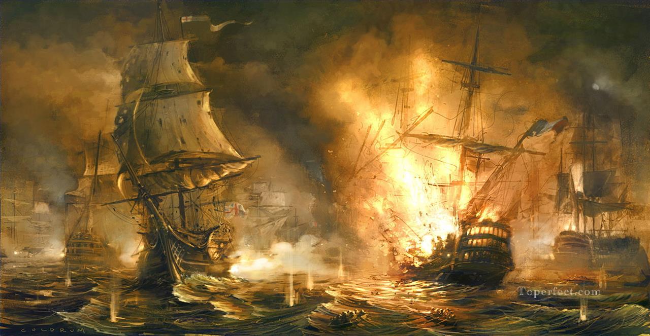napoleonic naval battle Oil Paintings